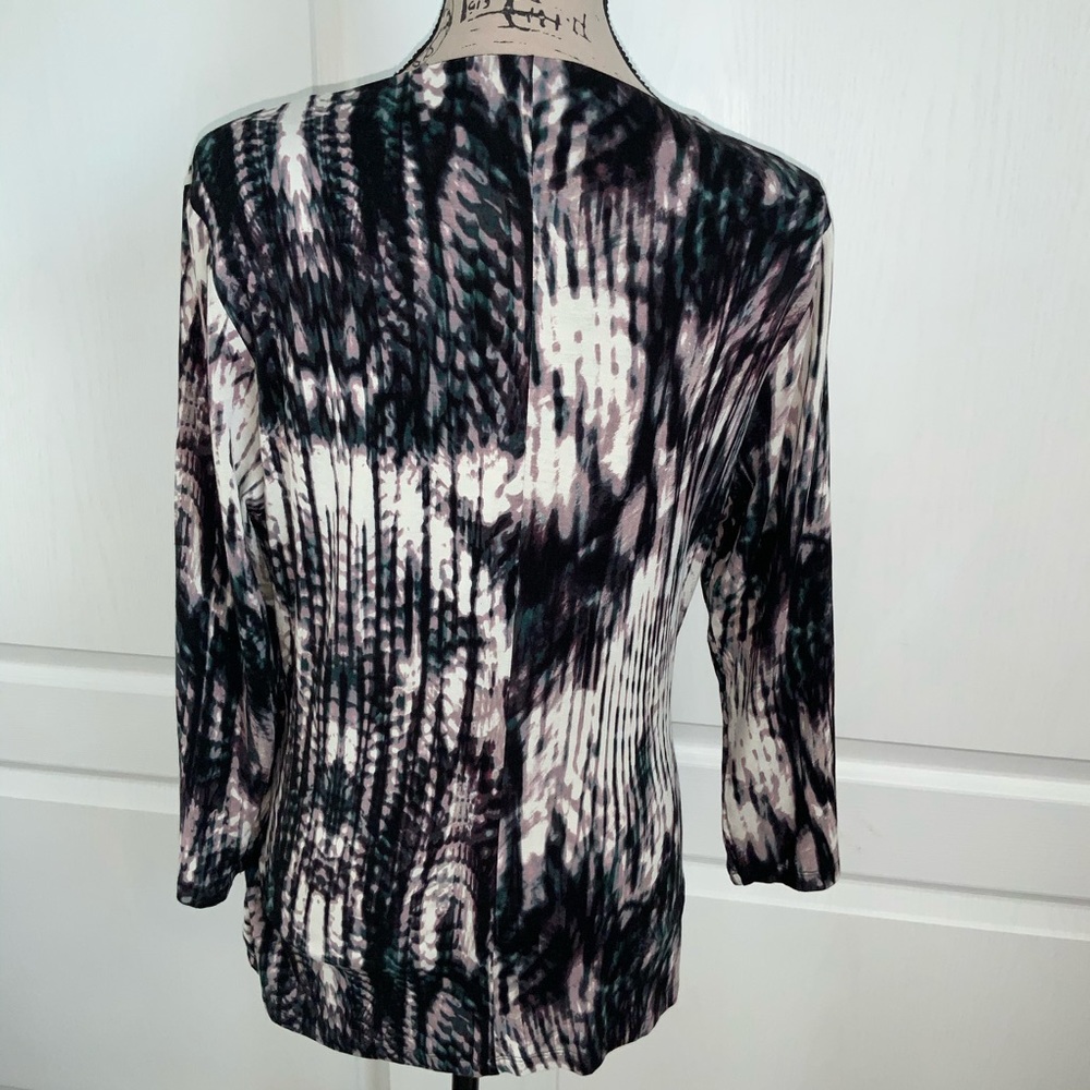 ❌📂CALVIN KLEIN TOP L/S Wrap Tye Dye Blk/Teal/Pur L - Picture 4 of 5